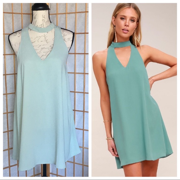 Forever 21 Dresses & Skirts - F21 Sleeveless Choker Style Light Sage Green Dress